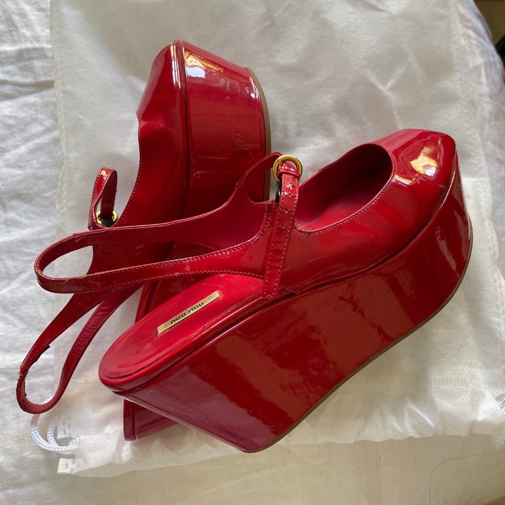 Miu Miu Patent Leather Platform Sandals